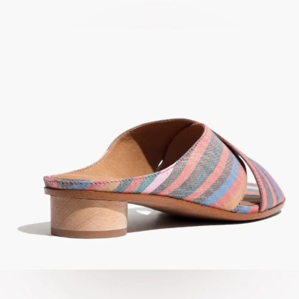MADEWELL THE RUTHIE CRISSCROSS MULE IN RAINBOW STRIPS
